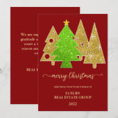 クリスマスツリー | ミニマル | ゴールドグリッターギフト シーズンカード (正面/裏面)