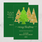 クリスマスツリー | ミニマル | ゴールドグリッターギフト シーズンカード (正面/裏面)