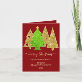 クリスマスツリー | ミニマル | ゴールドグリッターギフト シーズンカード
