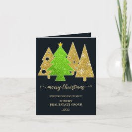クリスマスツリー | ミニマル | ゴールドグリッターギフト シーズンカード