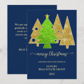 クリスマスツリー | ミニマル | ゴールドグリッターギフト シーズンカード (正面/裏面)