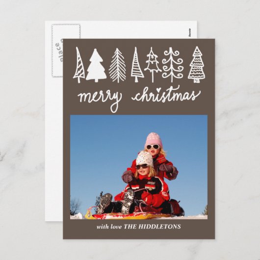 クリスマスツリー | メリークリスマススクリプト | フォト シーズンポストカード (正面/裏面)