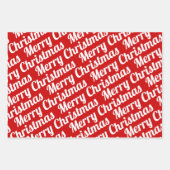 クリスマスツリー「メリークリスマス」の雪が赤 ラッピングペーパーシート (正面3)