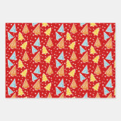 クリスマスツリー「メリークリスマス」の雪が赤 ラッピングペーパーシート (正面)