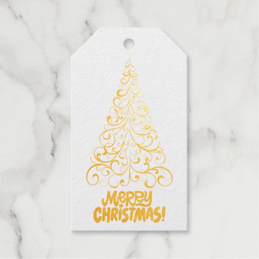 クリスマスツリー |メリークリスマス |カスタマイズ可能 ギフトタグ (正面)