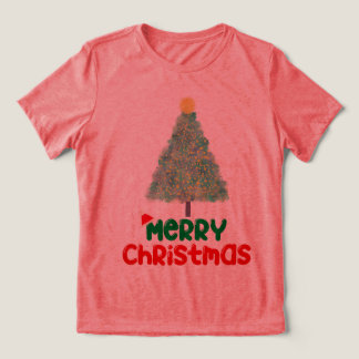 クリスマスツリー メリークリスマス レディースTシャツ トライブレンドTシャツ