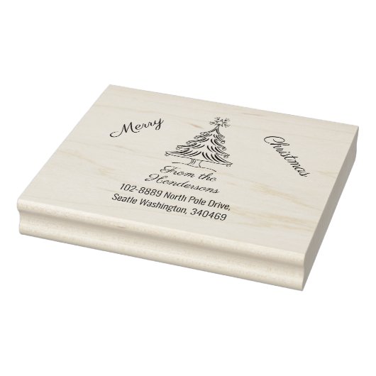 クリスマスツリー、メリークリスマス、名前と住所 ラバースタンプ (スタンプ)