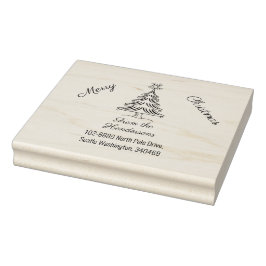 クリスマスツリー、メリークリスマス、名前と住所 ラバースタンプ