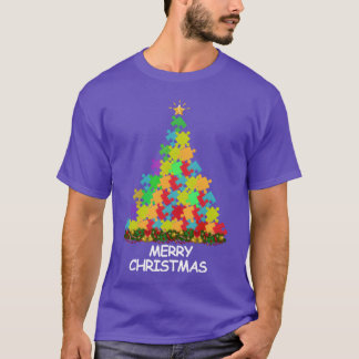 クリスマスツリー メリークリスマス 少女 パズル Tシャツ