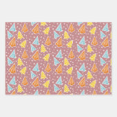 クリスマスツリー「メリークリスマス」雪ほこりっぽいバラ ラッピングペーパーシート (正面)