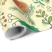 クリスマスツリー、ヤドリギおよびネズミの包装紙 ラッピングペーパー (ロールコーナー)