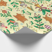 クリスマスツリー、ヤドリギおよびネズミの包装紙 ラッピングペーパー (角)