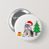 クリスマスツリー、ヨークシャーの子犬とギフト 缶バッジ (正面&裏面)