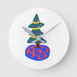 クリスマスツリー ラウンド壁時計
