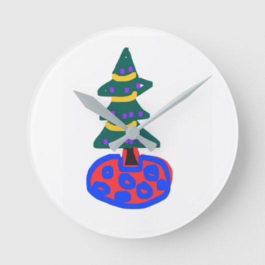 クリスマスツリー ラウンド壁時計 (正面)