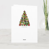 クリスマスツリー ラブラドール 4匹 赤い ホリデー カード (裏面)