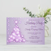 クリスマスツリー ラベンダー ホリデー ディナー パーティー 招待状 (スタンド正面)