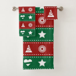 クリスマスツリー、リース、ハート、星 バスタオルセット