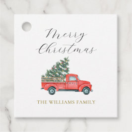 クリスマスツリー&レッドトラックメリーかわいいクリスマス フェイバータグ