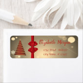 クリスマスツリー、レッドボウホリデー ラベル (インサイチュ)