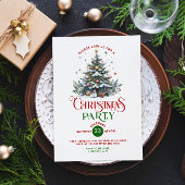 クリスマスツリー レトロ タイポグラフィ クリスマスパーティー 招待状