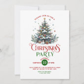 クリスマスツリー レトロ タイポグラフィ クリスマスパーティー 招待状 (正面)