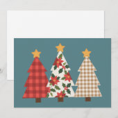 クリスマスツリー ヴィンテージ パッチワーク レッド プラッド ホリデー シーズンカード (正面/裏面)