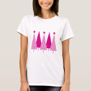 クリスマスツリー-乳癌のピンクのリボン Tシャツ