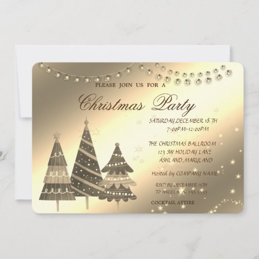 クリスマスツリー、会社のクリスマスパーティー 招待状 (正面)