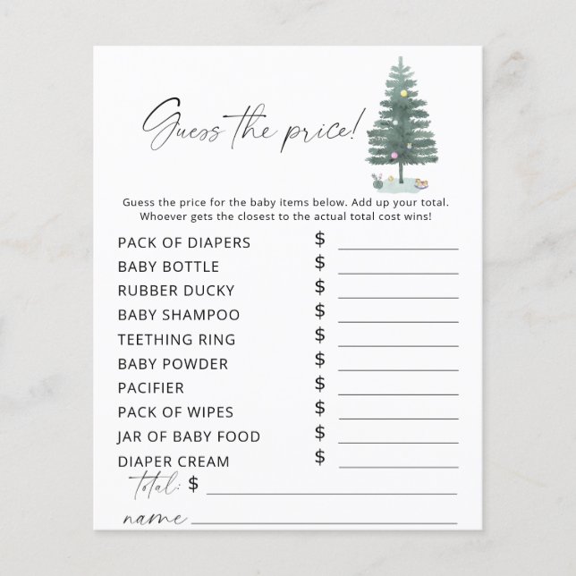 クリスマスツリー – 価格ゲームを推測 (正面)