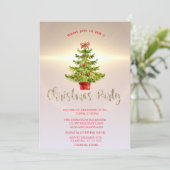 クリスマスツリー、光沢のある会社クリスマスパーティー 招待状 (スタンド正面)