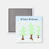 クリスマスツリー - 冬のようこそ マグネット (正面/裏面)