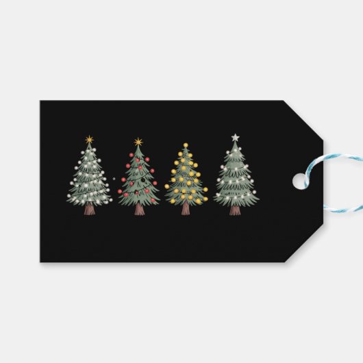 クリスマスツリー 冬のプレゼント ホリデー ギフトタグ (正面(横))