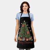 クリスマスツリー 冬の贈り物 ホリデーギフト エプロン (着用した状態)