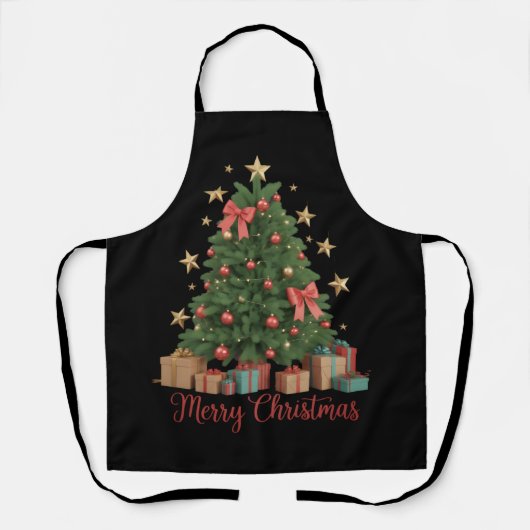 クリスマスツリー 冬の贈り物 ホリデーギフト エプロン (正面)