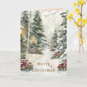 クリスマスツリー 冬の雪 カード (黄色い花)