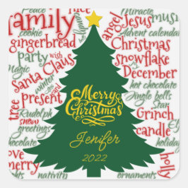 クリスマスツリー（名前はギフト） スクエアシール