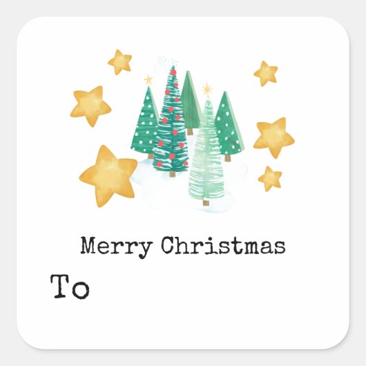 クリスマスツリー 名前入りギフト スクエアシール (正面)