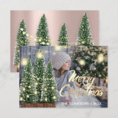 クリスマスツリー 名前 フォト ツリー ローズ ライト 招待状 (正面/裏面)