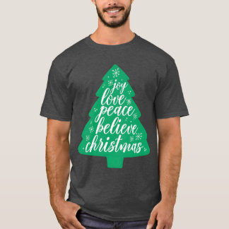 クリスマスツリー 喜び 愛 平和 信じる クリスマス ヴィ Tシャツ