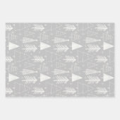 クリスマスツリー – 常緑樹 – パインツリーグレー ラッピングペーパーシート (正面2)