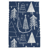 クリスマスツリー – 常緑樹 – 松の青 ミディアムペーパーバッグ (裏面)