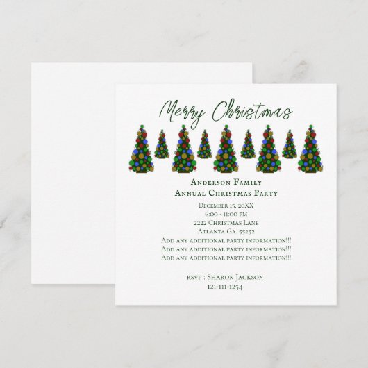 クリスマスツリー 招待状 (正面/裏面)