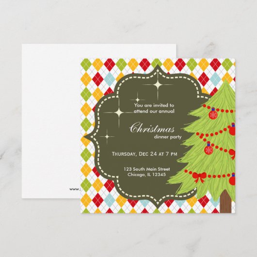 クリスマスツリー 招待状 (正面/裏面)