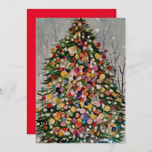 クリスマスツリー 招待状 (正面/裏面)