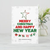 クリスマスツリー，新年，言葉，星，贈り物 シーズンカード (スタンド正面)