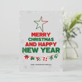 クリスマスツリー，新年，言葉，星，贈り物 シーズンカード (スタンド正面)