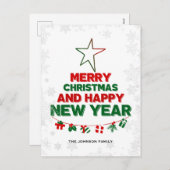 クリスマスツリー，新年，言葉，星，贈り物 シーズンポストカード (正面/裏面)
