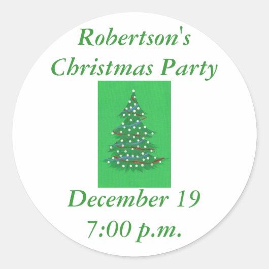 クリスマスツリー、日付のパーティーシールを保存 ラウンドシール (正面)