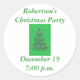 クリスマスツリー、日付のパーティーシールを保存 ラウンドシール